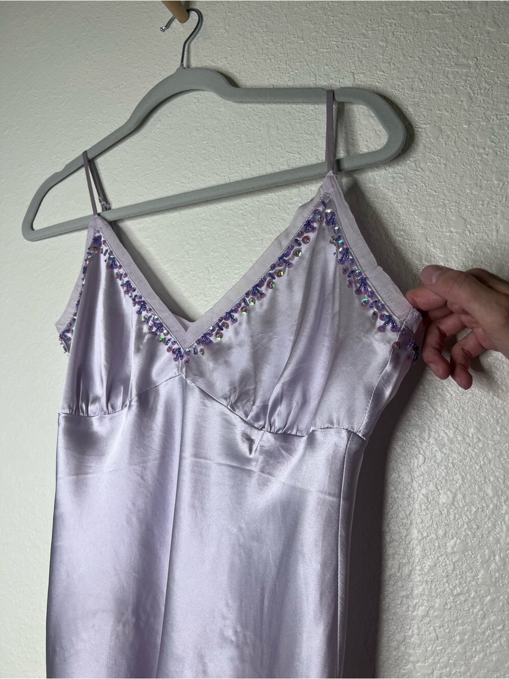 Gold Hawk Silk Cami beaded trim Purple Mesh Size Medium NWT - Picture 3 of 6